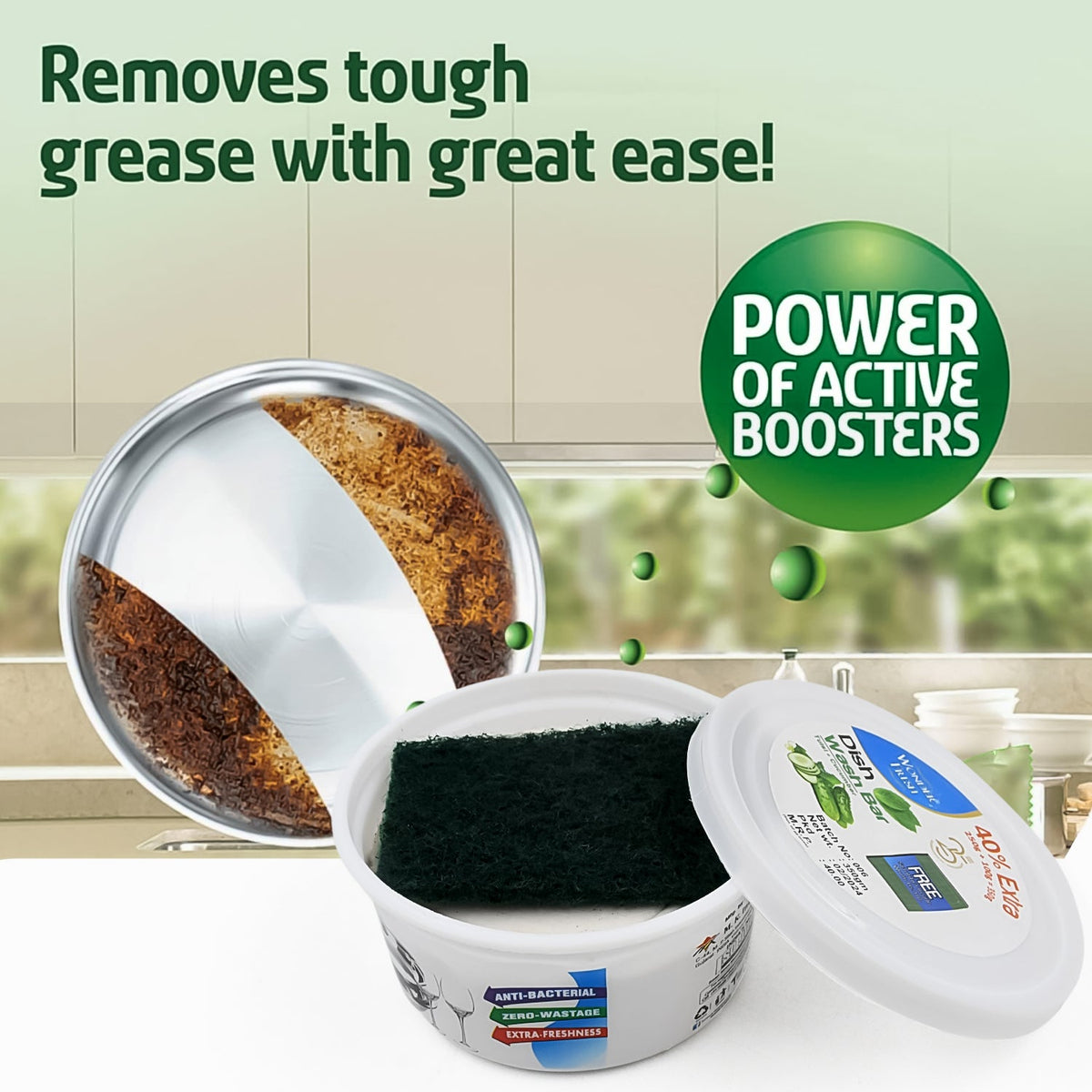 Dishwash Bar – Fresh Mix Flavor with Scrubber – detail view