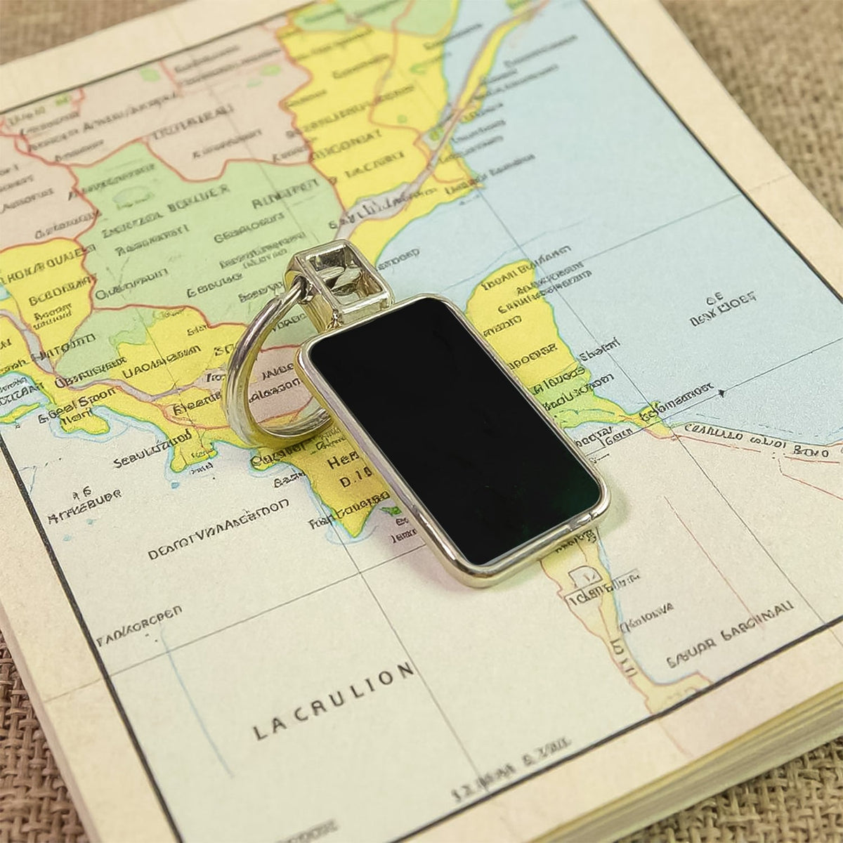 Rectangular Metal Keychain – Durable Black & Silver Design – view 6
