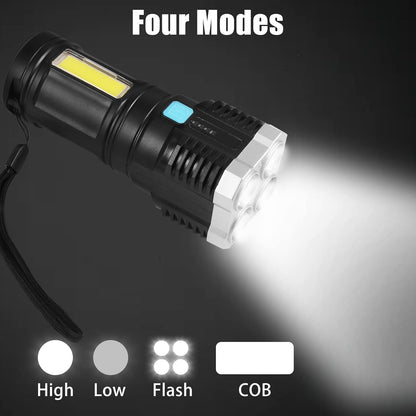 Rechargeable Torch Light 800 Lumens 4 LED Flashlight – detail view