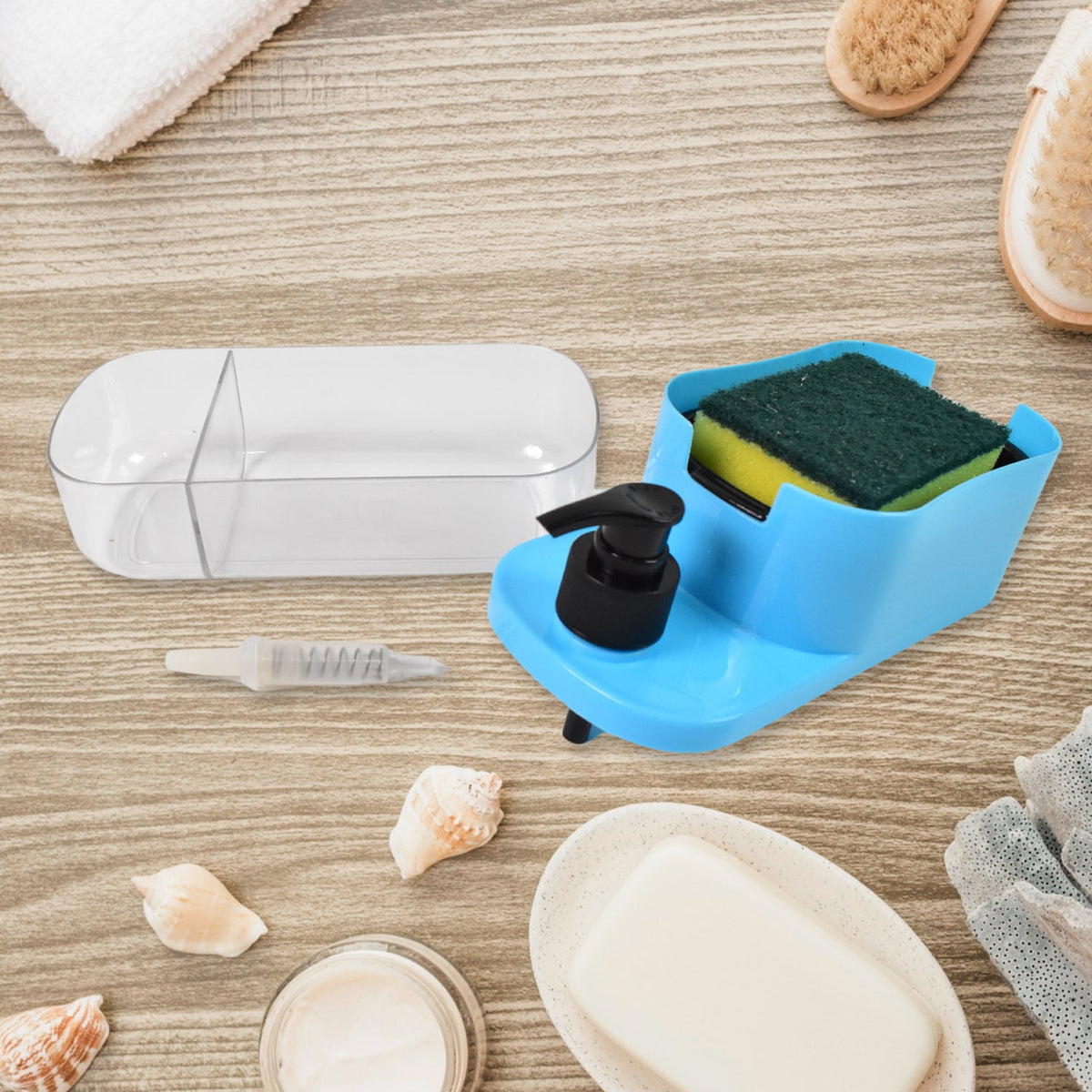 3-in-1 Soap Dispenser – Kitchen & Bathroom Organizer – close-up