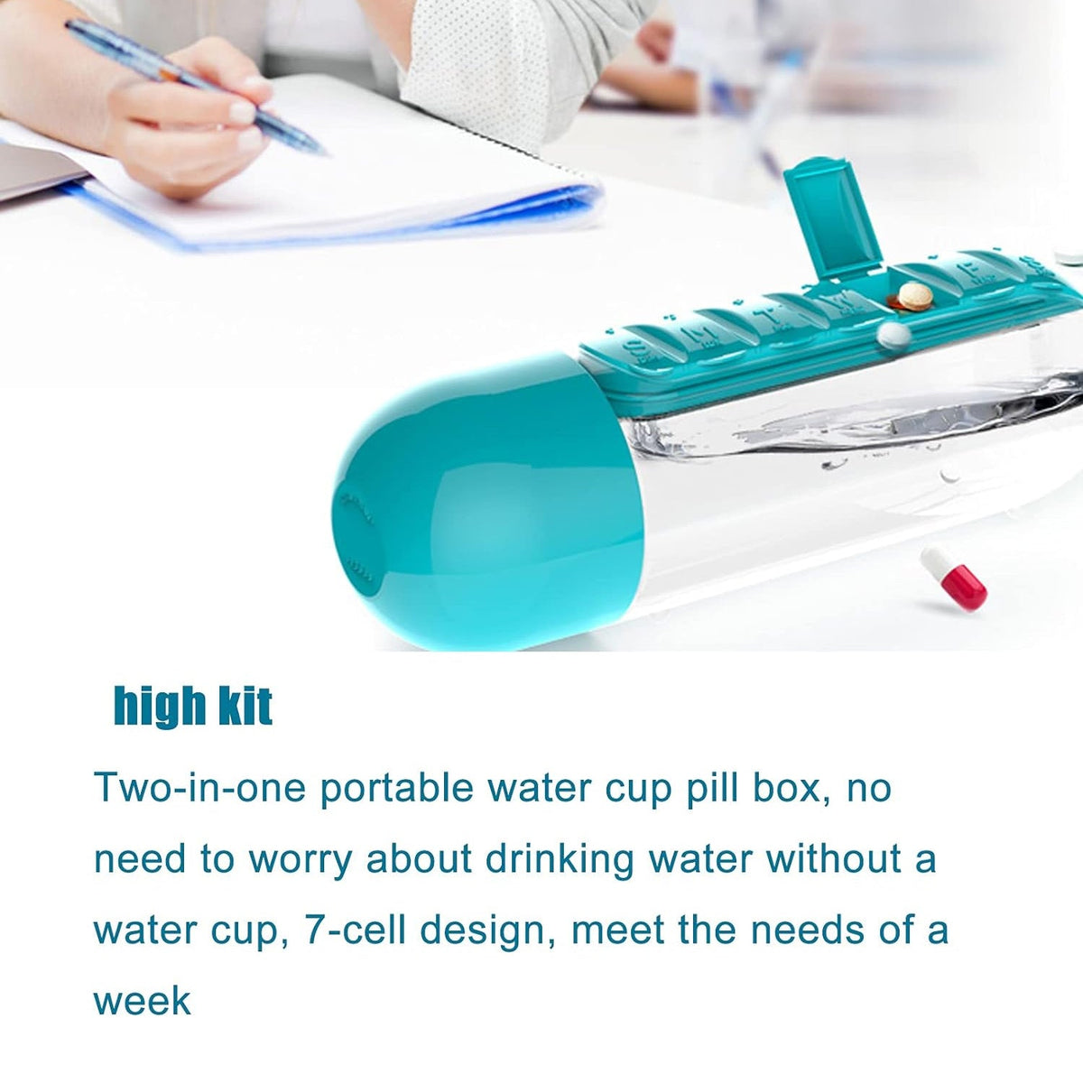 Pill Organizer Water Bottle 600ml – Travel Friendly – view 7