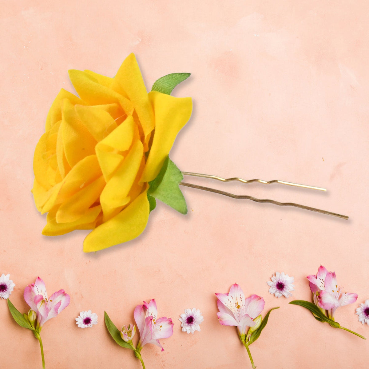 Flower Hair Pin – Vibrant Multicolor Floral Hair – close-up