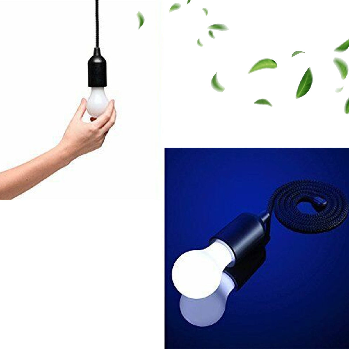 LED Pull Cord Light – Portable Battery Bulb – close-up