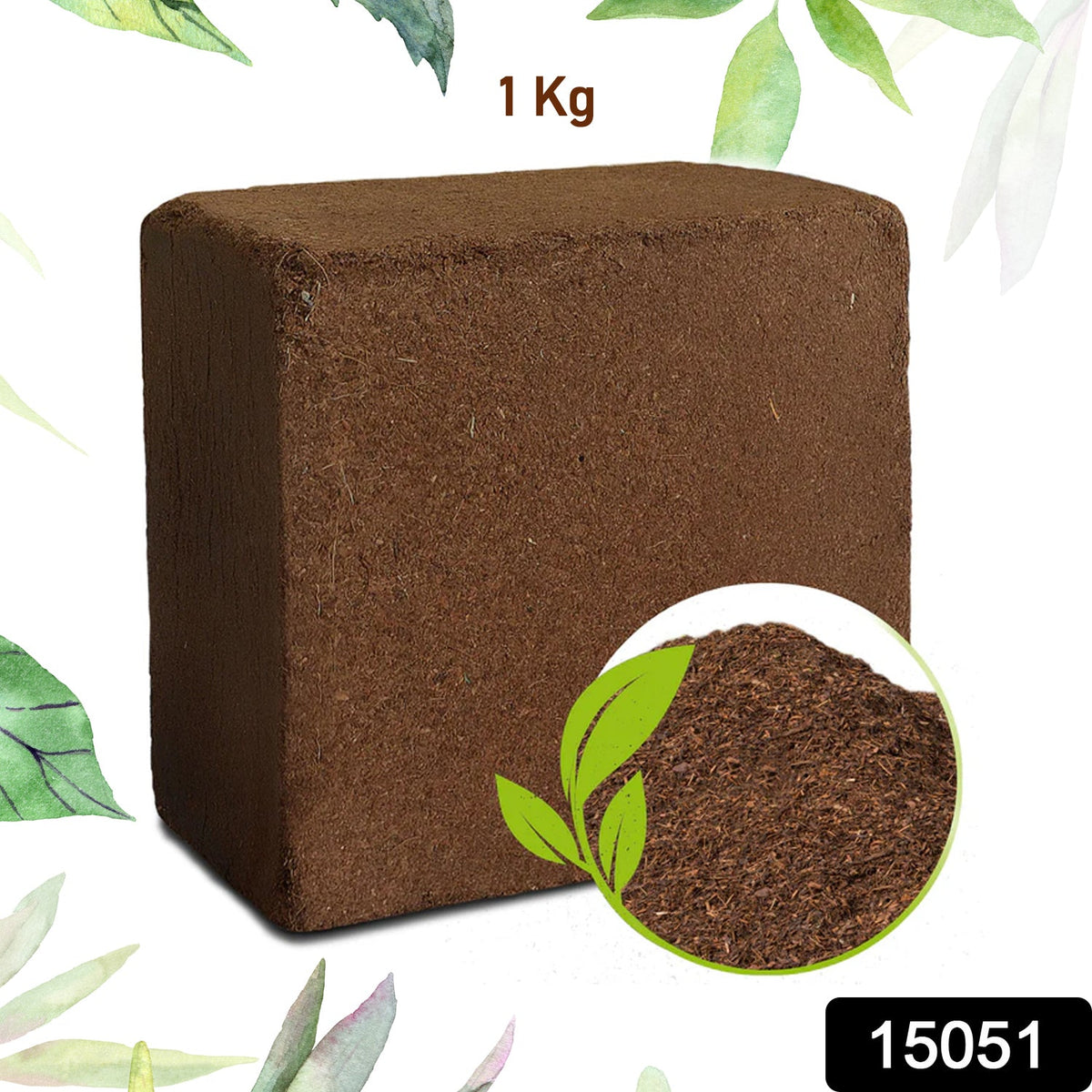 Organic Cocopeat Block – 1 kg Potting Mix for Plants – side view