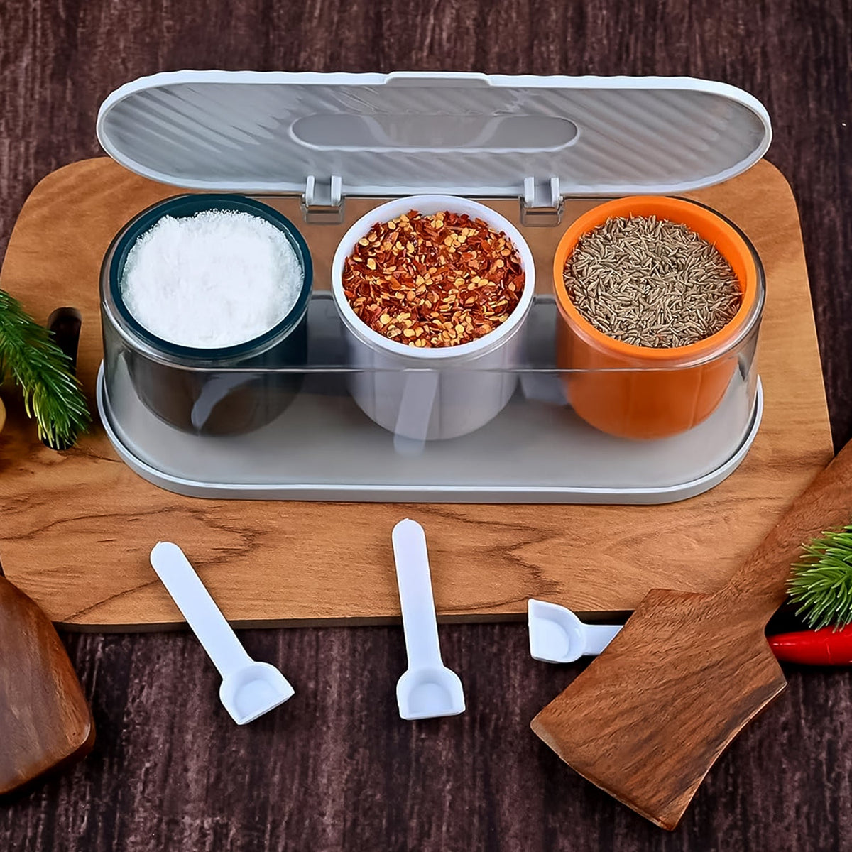 Spice Box – 3-Grid Masala Storage with Spoons – view 6