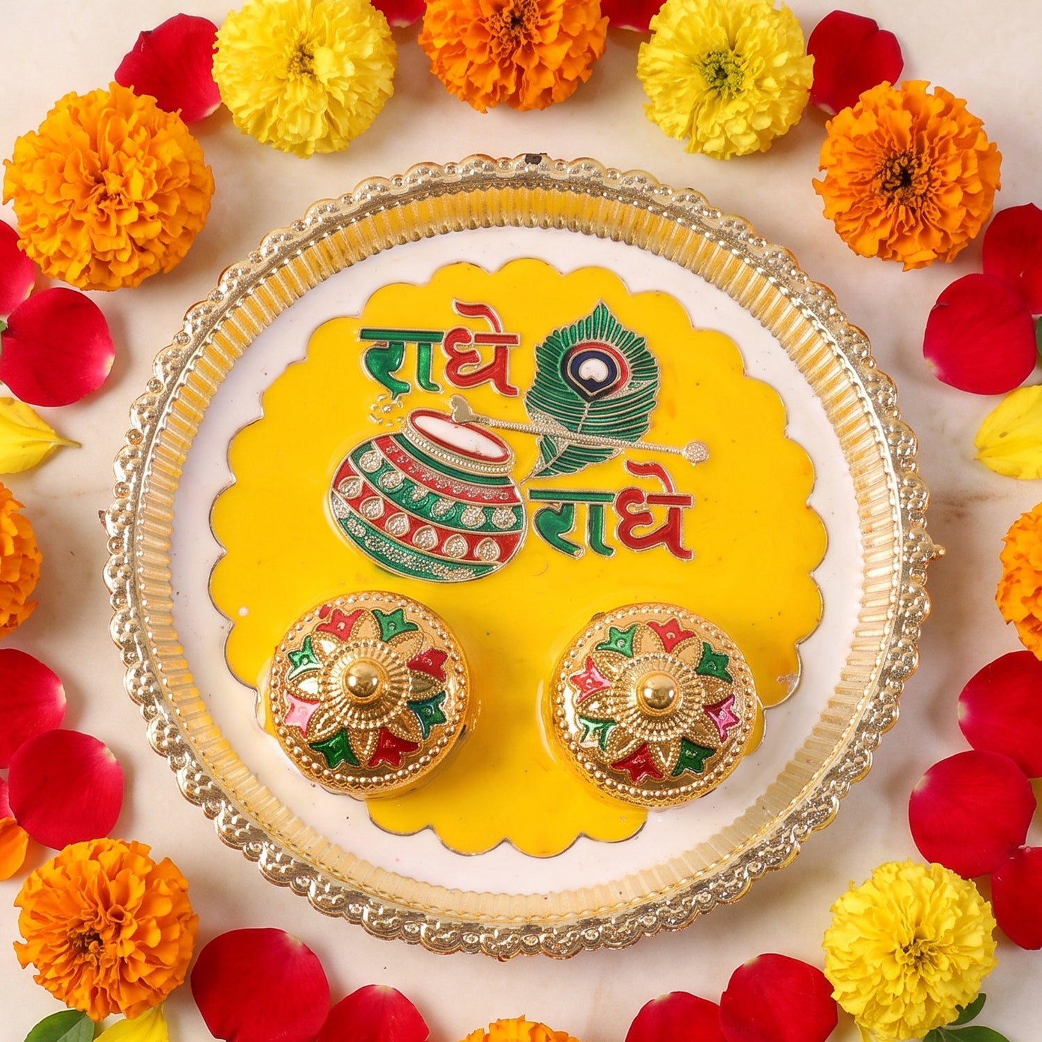 Kumkum thali top view