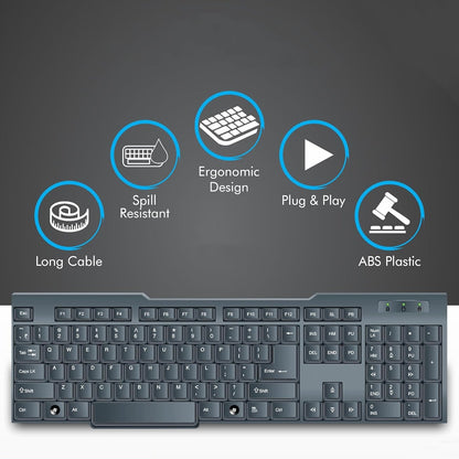 Wired USB Keyboard – Ergonomic 104 Keys for Office & Home – detail view