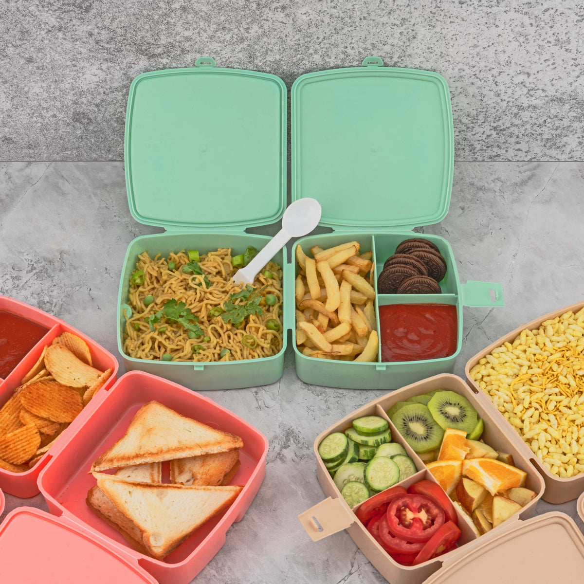Double Layer Lunch Box – 4-Compartment Tiffin