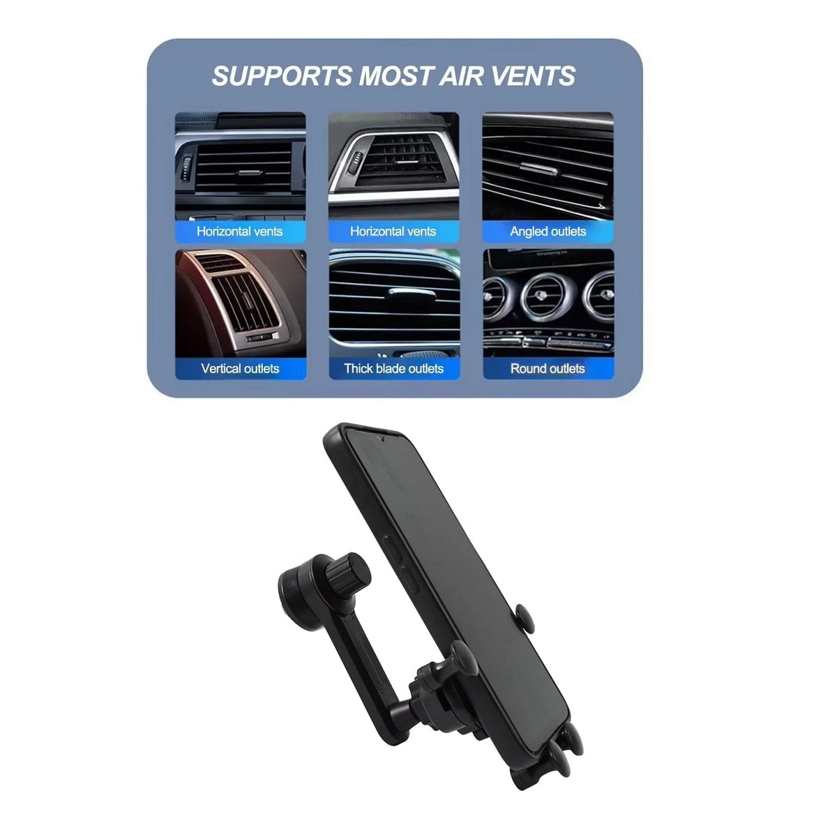 Car Phone Holder – 360° Adjustable Vent Mount for All Phones – close-up