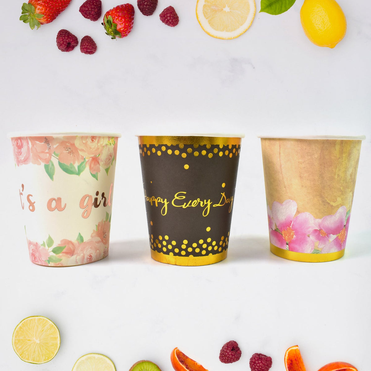 Disposable Paper Cups – Mixed Colour 3 pcs set
