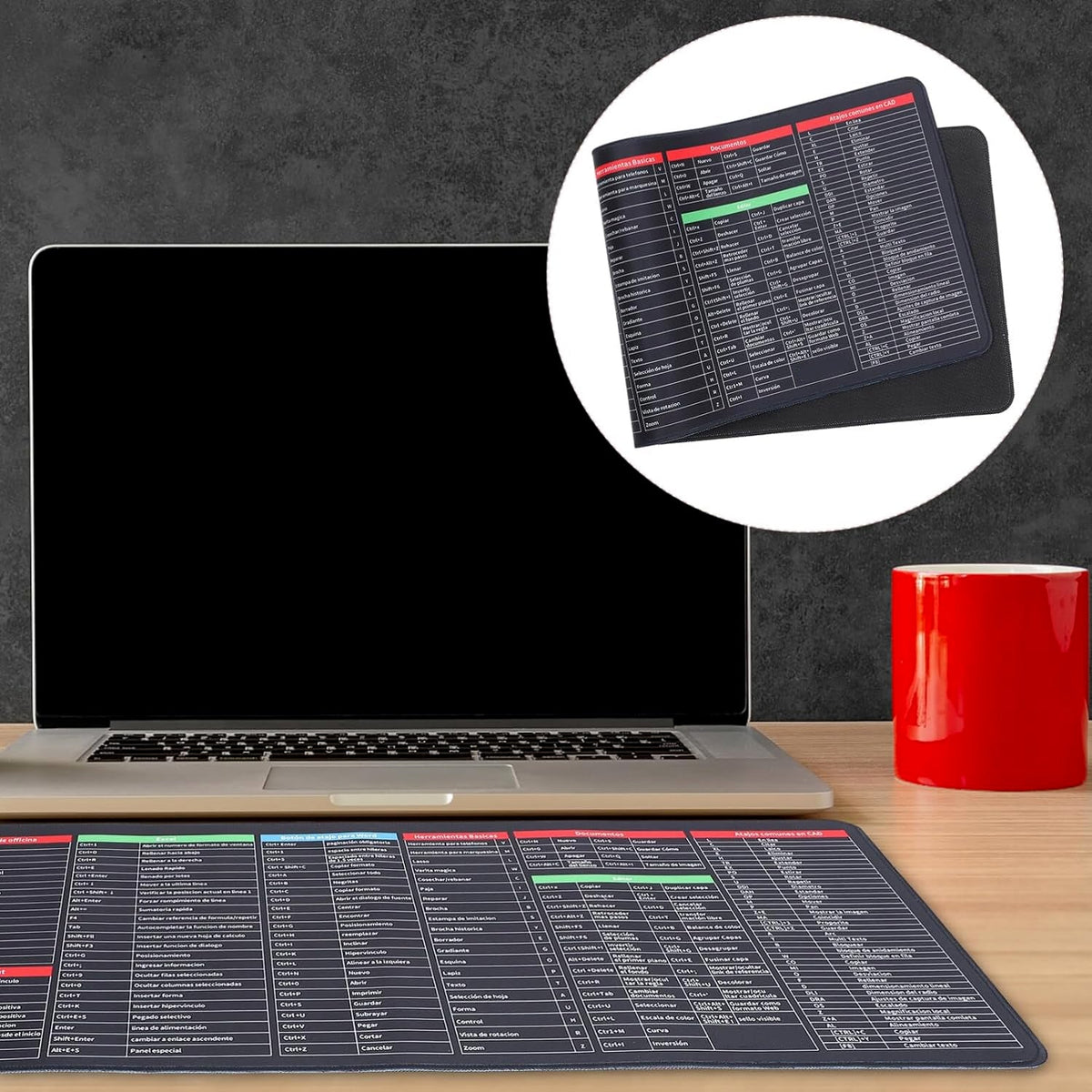 Shortcut Keyboard Mat – Large Anti-Slip Desk Pad – detail view
