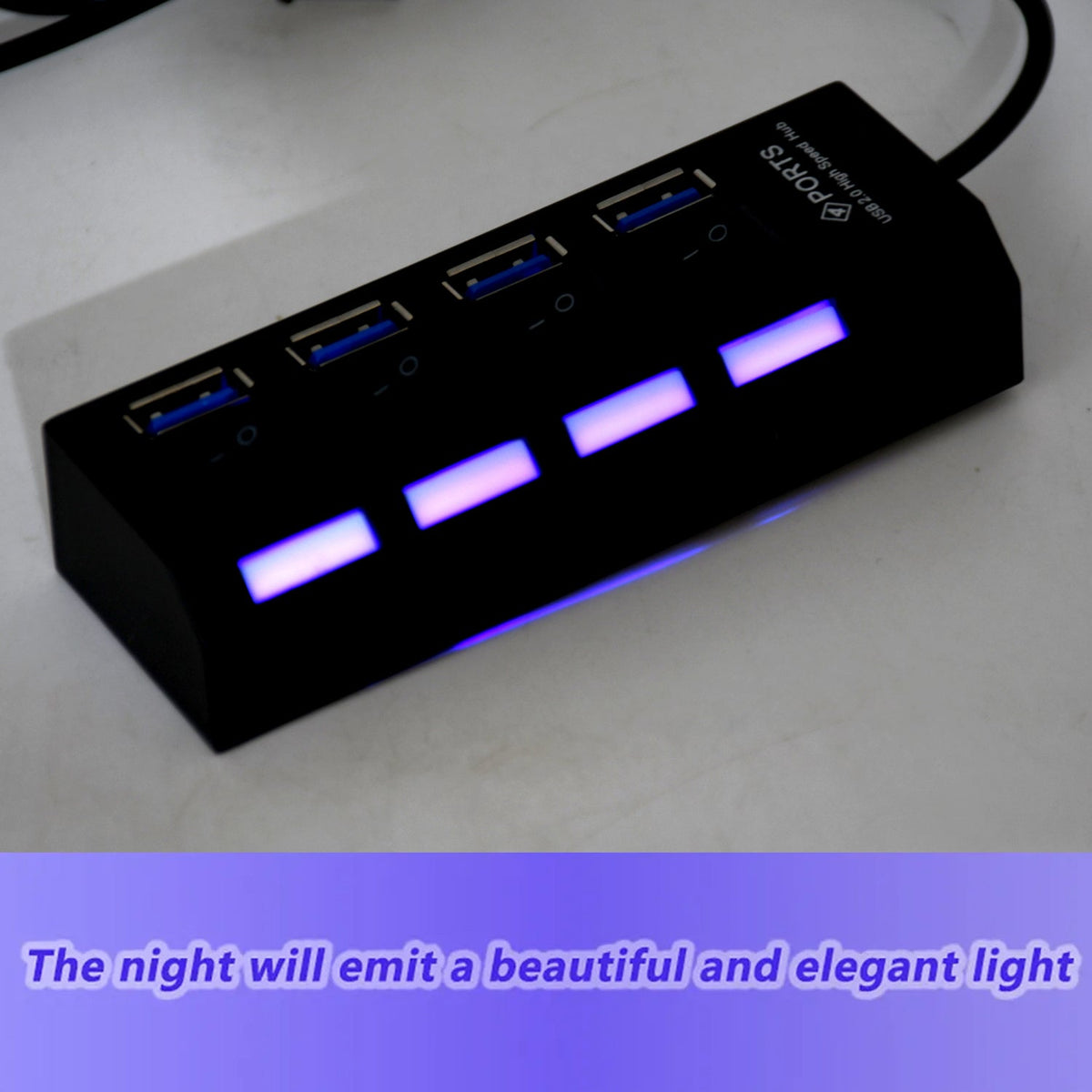 4 Port USB Hub – High-Speed 2.0 Splitter with Switches – close-up