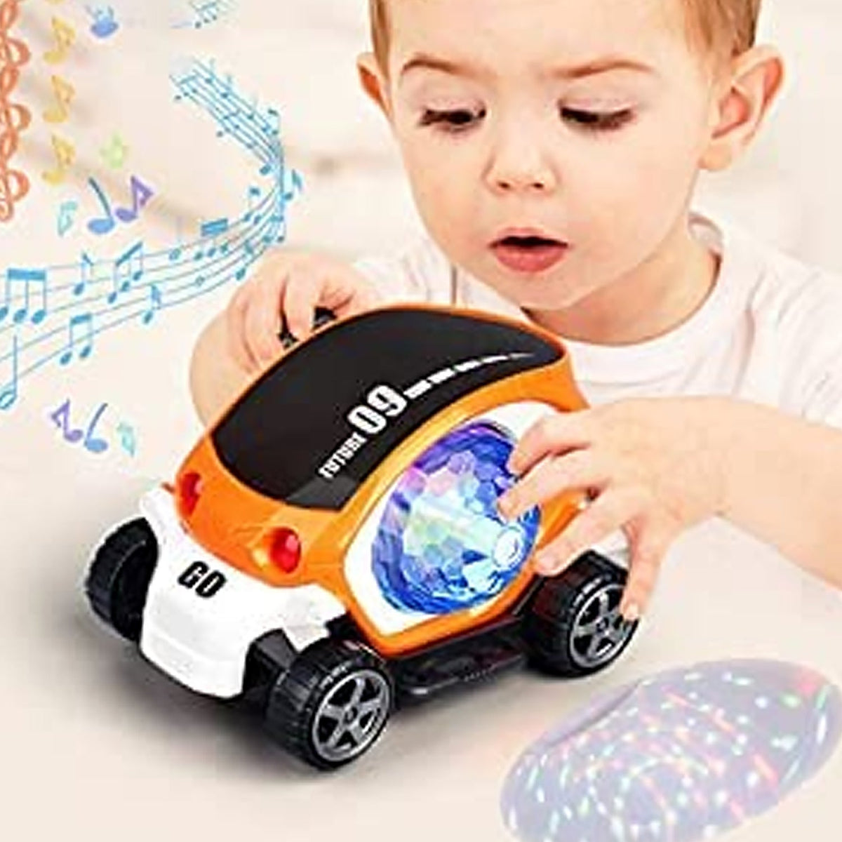 Rotating Stunt Car Toy – 360° Bump & Go Fun – close-up