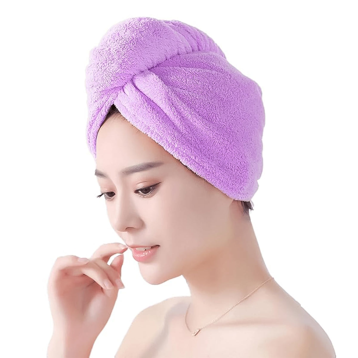 Quick Dry Microfiber Hair Wrap Turban with Button Fastening – view 9