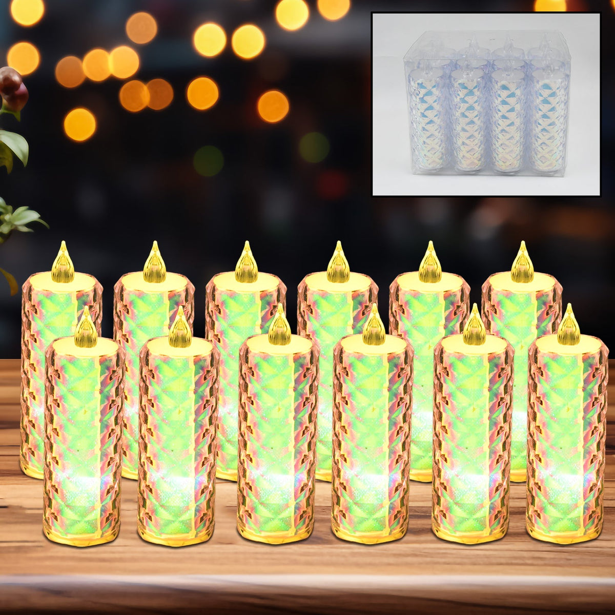 LED Tealight Candles – 12 Pack Flameless Diwali Lights