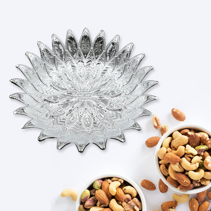 Silver Finish Serving Tray – Decorative Mukhwas & Dry Fruit