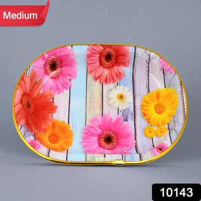 Plastic Serving Tray – Floral Design & BPA-Free – side view