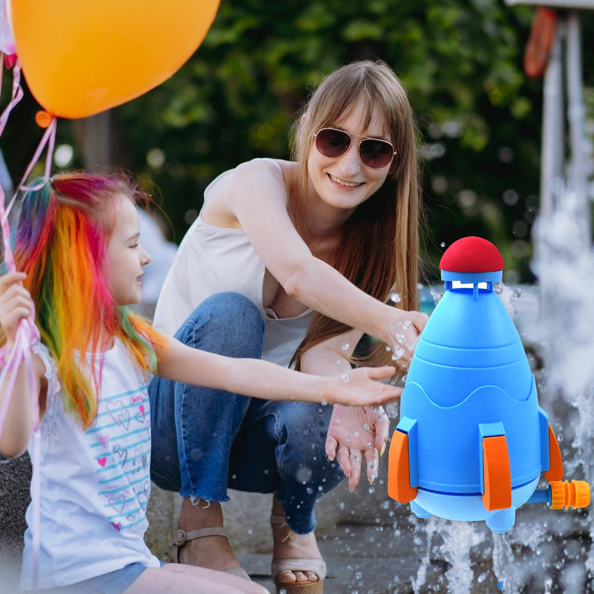 Water Rocket Sprinkler – 360° Rotating Fun for Kids – detail view