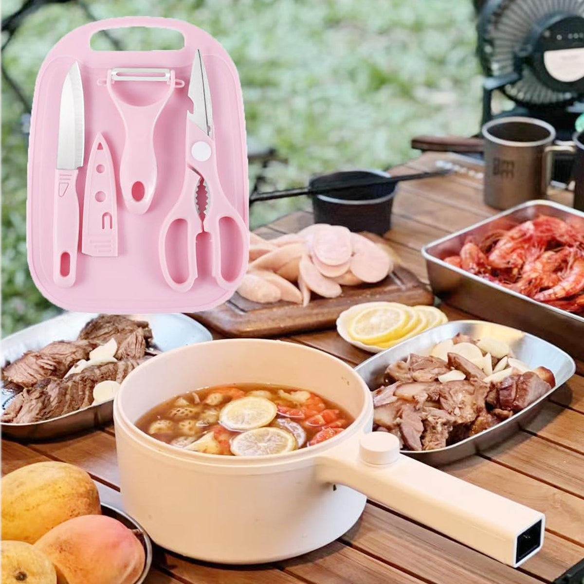 Travel Cutting Board set – 4-Pc Portable Kit – close-up