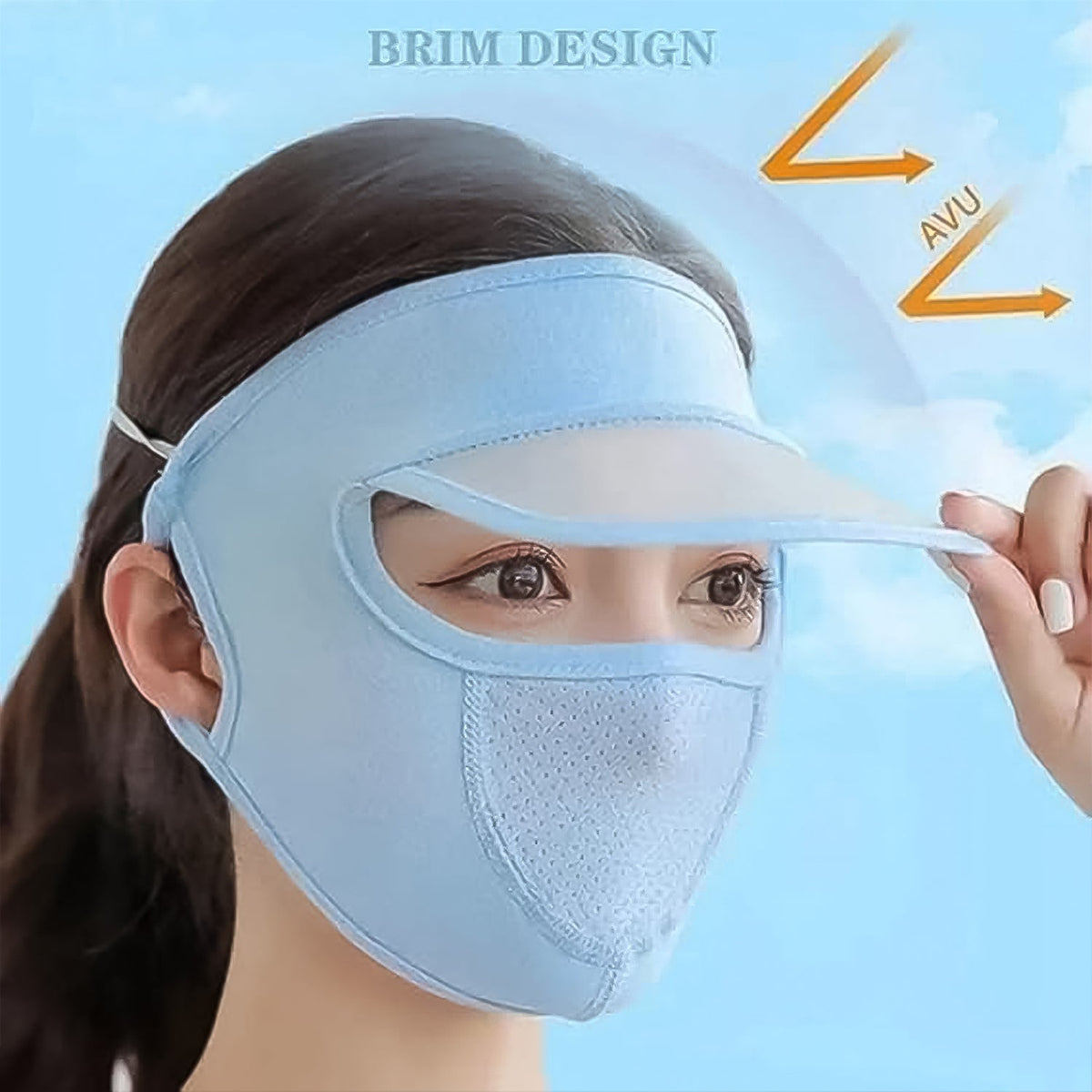 UV Protection Cap – Full Face Sun & Dust Shield – close-up