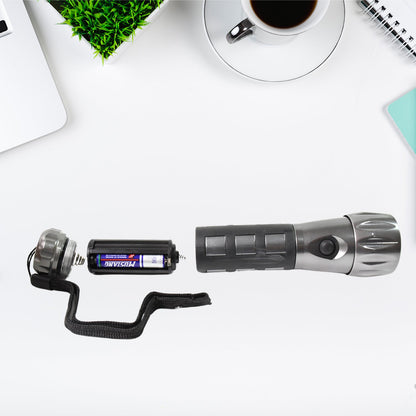 LED Hand Torch – Aluminium, Rubber Grip – detail view