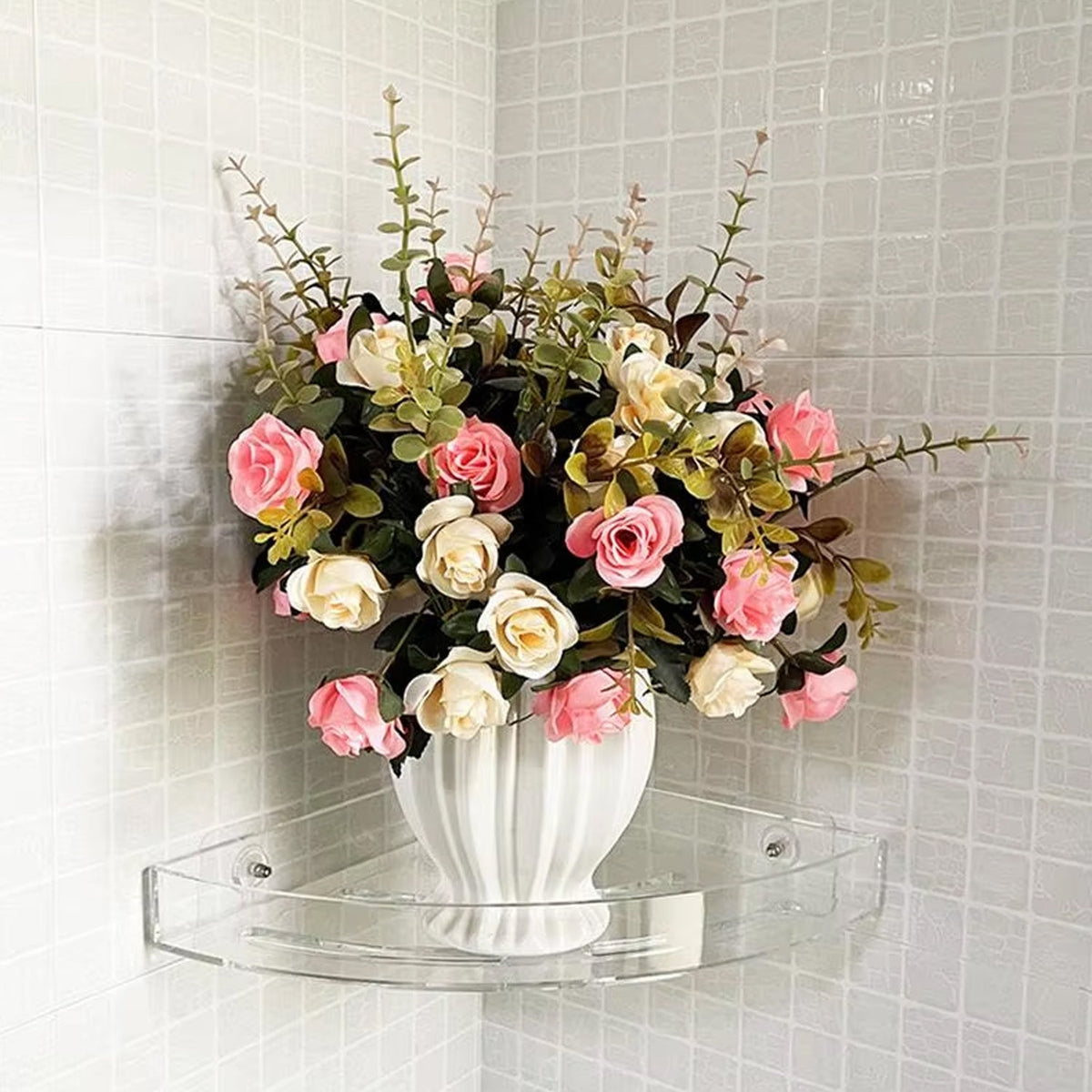 Plastic Corner Shelf set – 3 pcs Wall Mounted – detail view