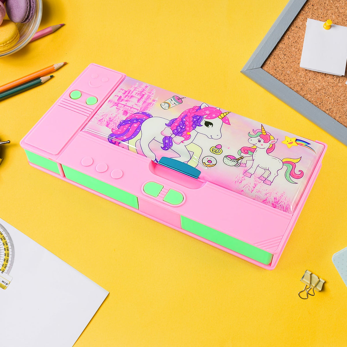 Jumbo Geometry Box – Multi-Compartment School Stationery – close-up