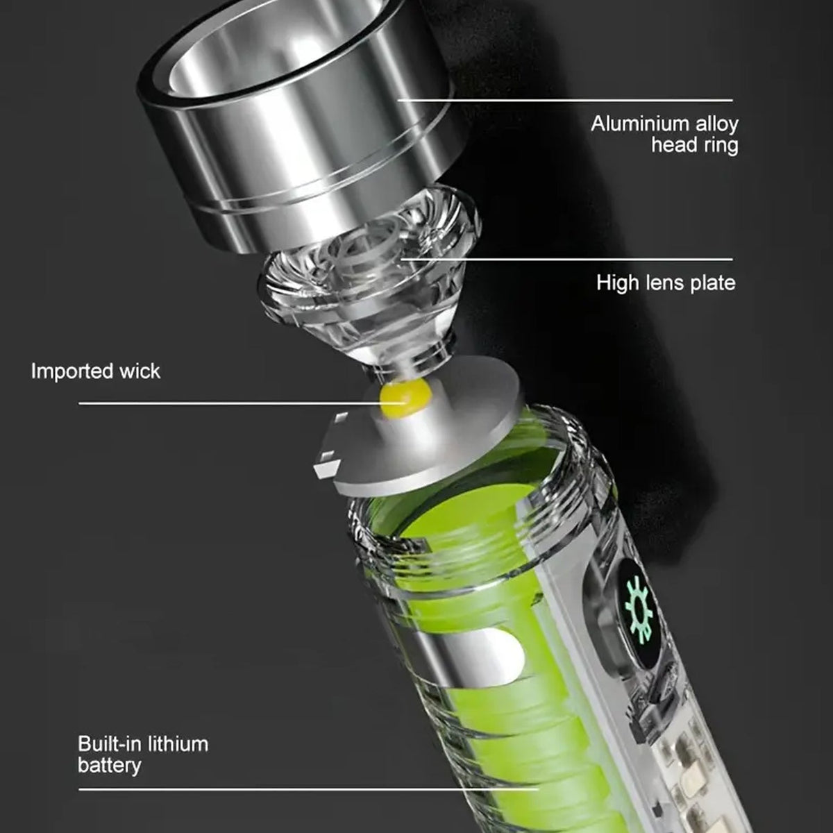 Rechargeable Flashlight – USB Mini LED Torch with Zoom – detail view