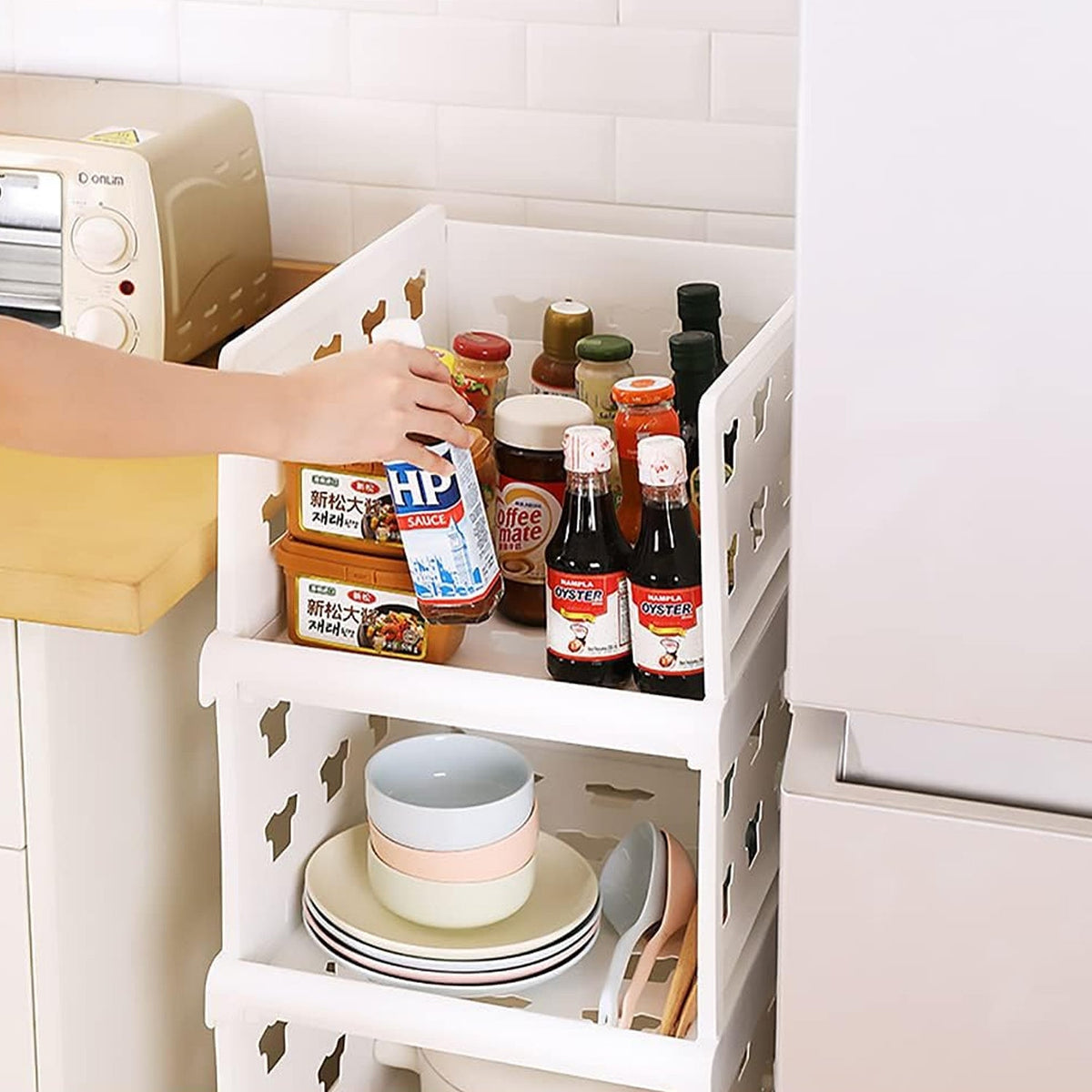 Stackable Storage Cart – 4-Layer Foldable Organizer – close-up