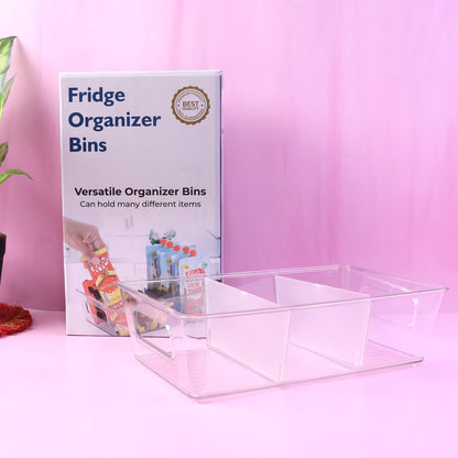 Refrigerator Organizer Bin – Clear Stackable with Handle