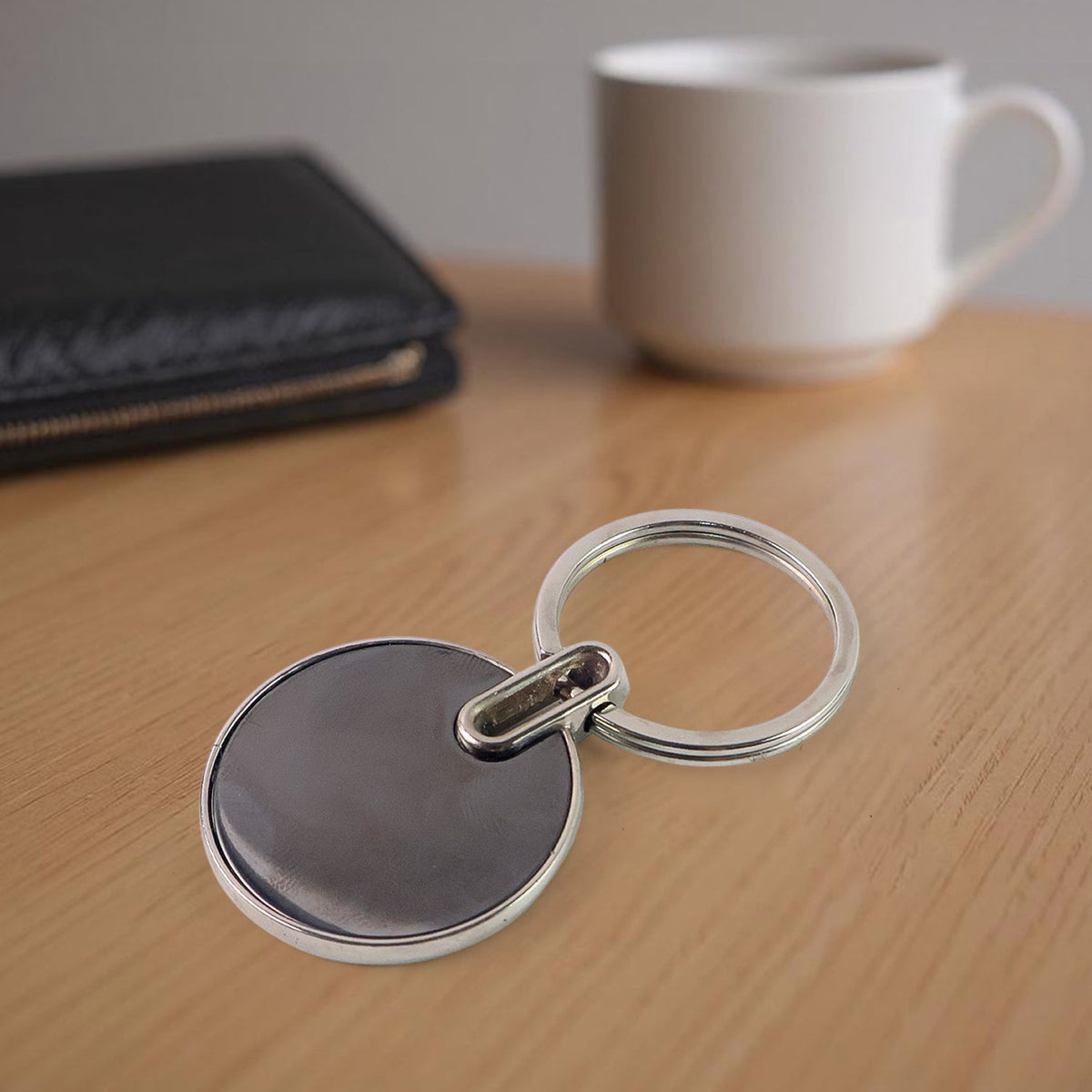 Black Round Metal Keychain – Durable Minimalist Key – view 7