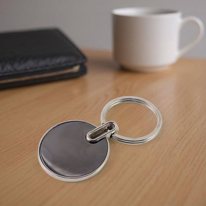 Black Round Metal Keychain – Durable Minimalist Key – view 7