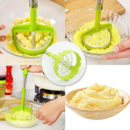 Potato Masher – One-Handed Spring Press with Comfort Grip – close-up
