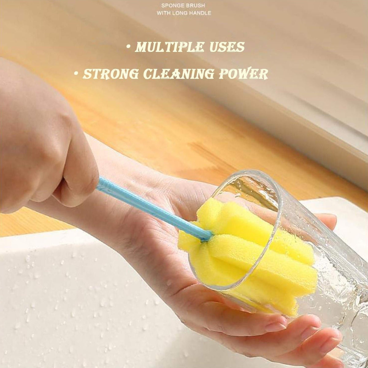 Sponge Cup Washing Brush – 20cm Kitchen Cleaning Tool – close-up