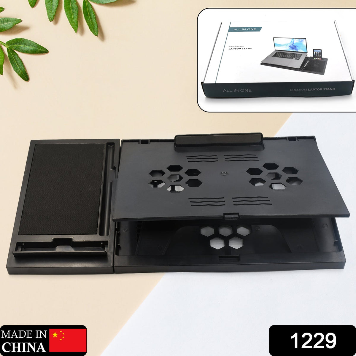 Foldable Laptop Stand – Ergonomic & Portable for Desks – side view