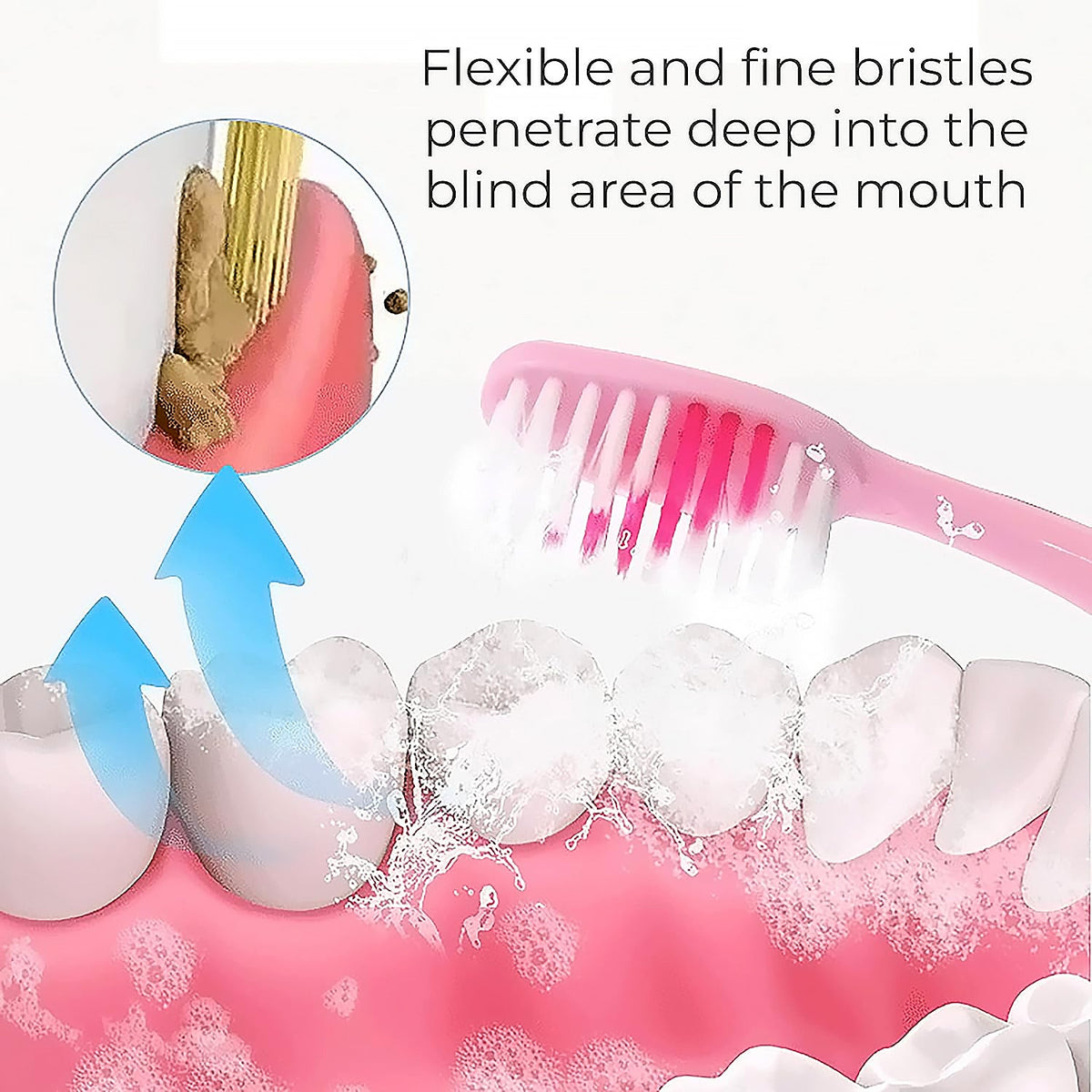 2-in-1 Toothbrush Tongue Scraper – Soft Bristles & 8 pcs – detail view