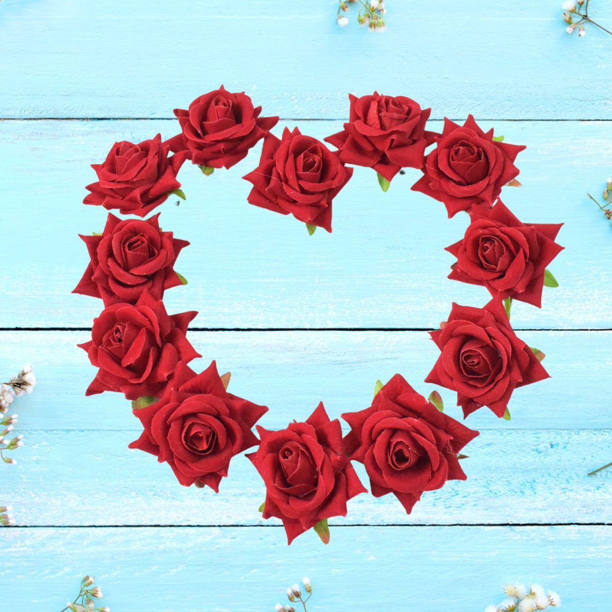 Velvet Rose Hair Clip – Red Flower Design (12 Pcs)