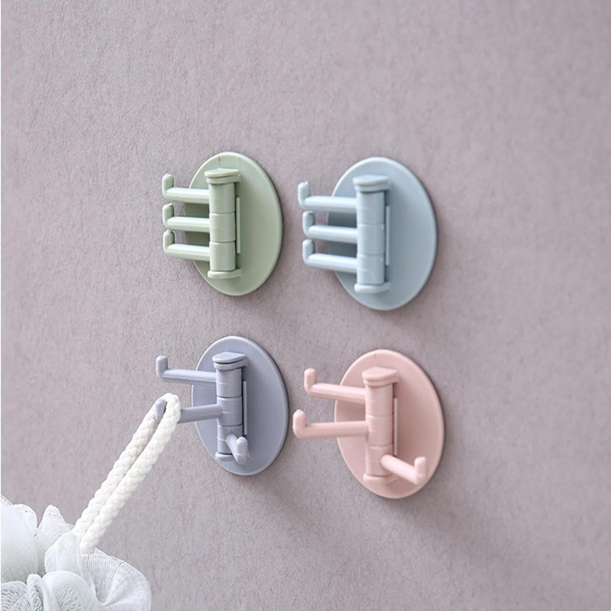 Punch-Free Sticky Hook – 3-Hook Rotating Organizer – view 10