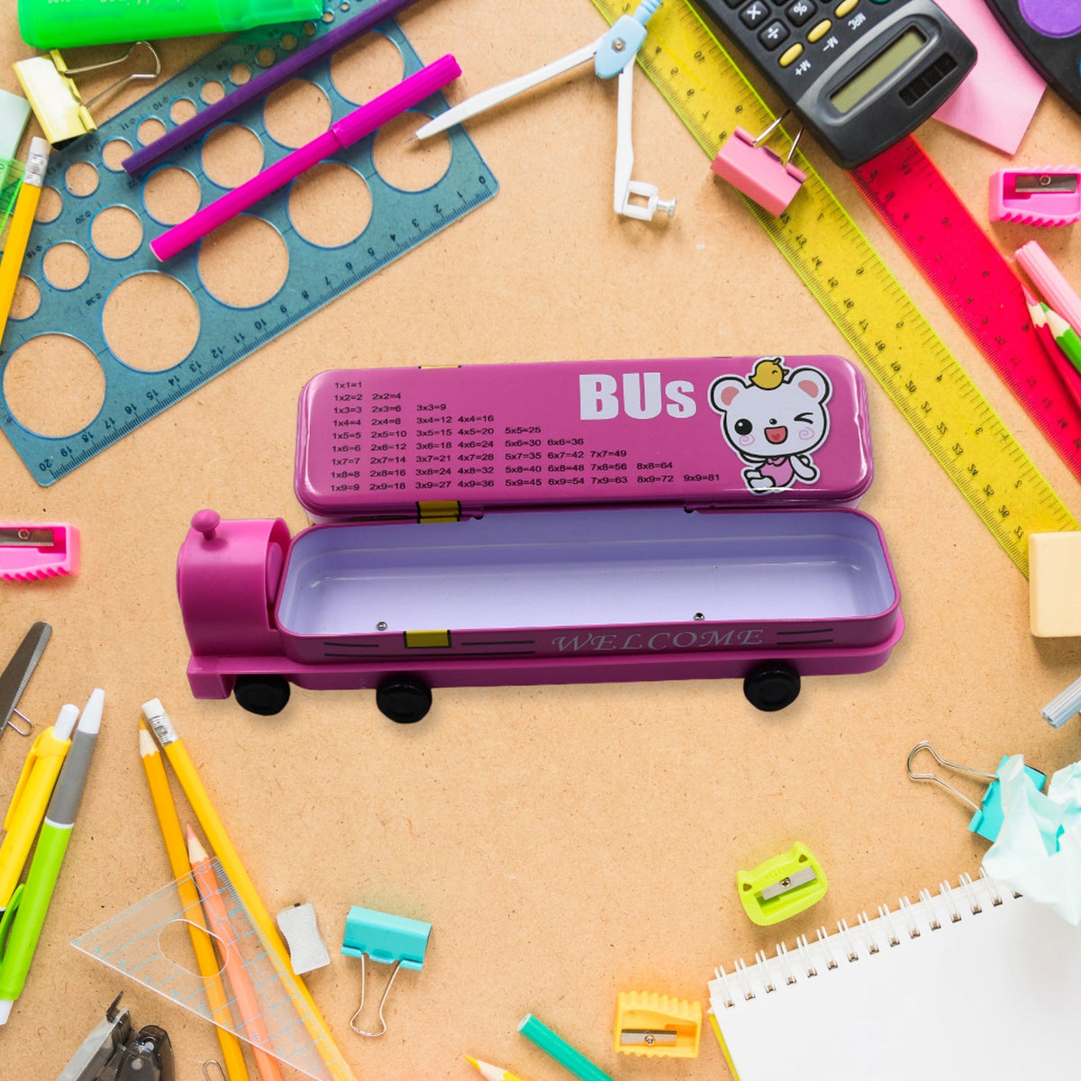 Metal Bus Pencil Case – Double Decker with Sharpener – view 6