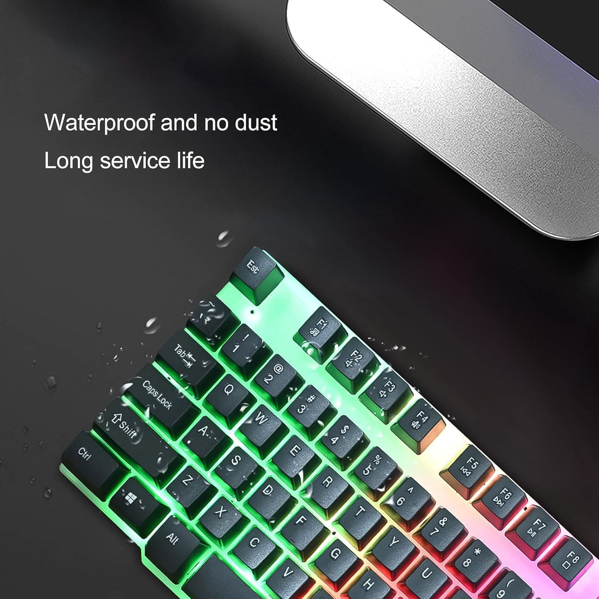 Colorful Backlit Keyboard Mouse set – Ergonomic Wired Combo – view 6