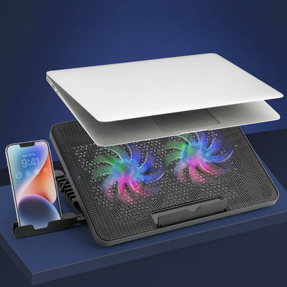Laptop Cooling Pad – Dual Quiet LED Fans & Adjustable Stand – detail view