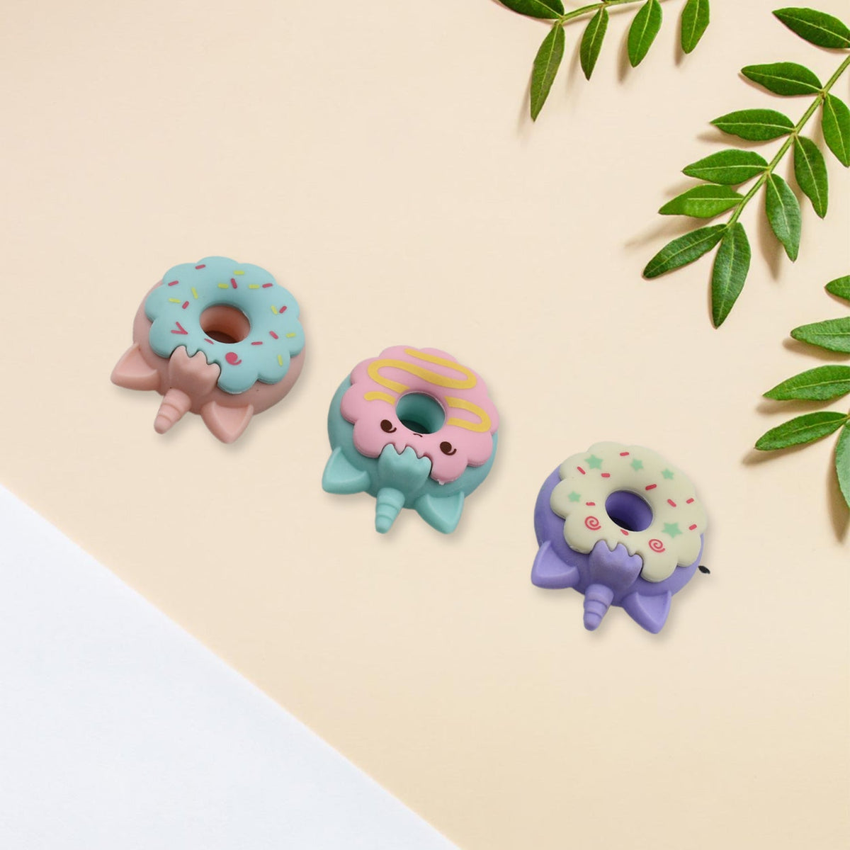 Donut Erasers – Non-Toxic 3pc set for Kids – close-up