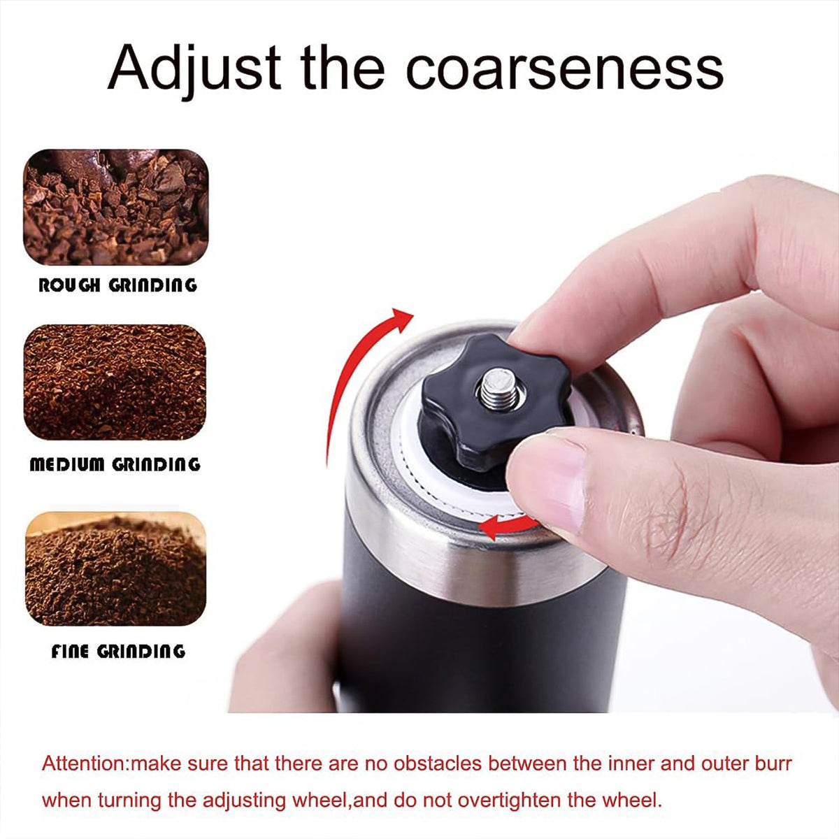 Manual Coffee Grinder – Portable Stainless Steel – close-up