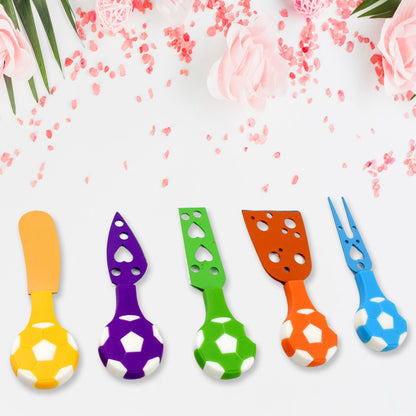 Cheese Knife set – Stainless Steel Football Theme (5 Pcs) – detail view