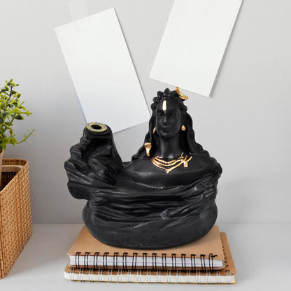 Adiyogi Shiva Backflow Incense Holder – Serene Smoke – close-up