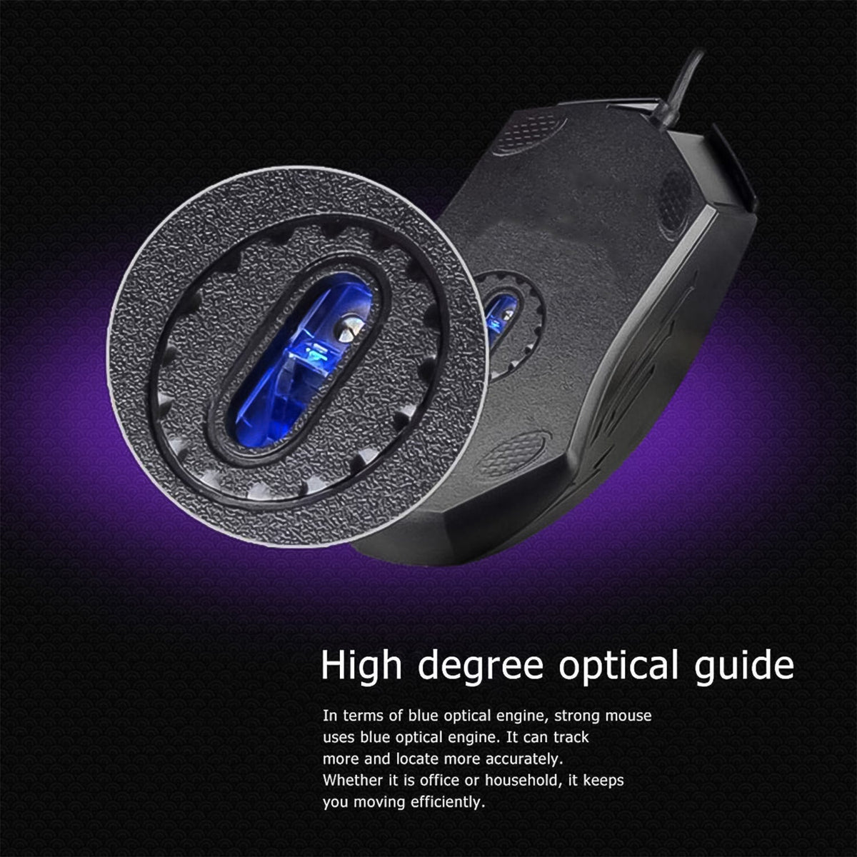 Wired Optical Mouse – Ergonomic, 1000 DPI for Laptop – close-up