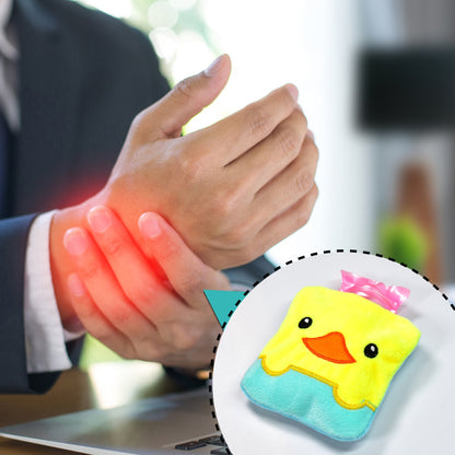 Small Hot Water Bag – Yellow Duck Design for Pain Relief – side view