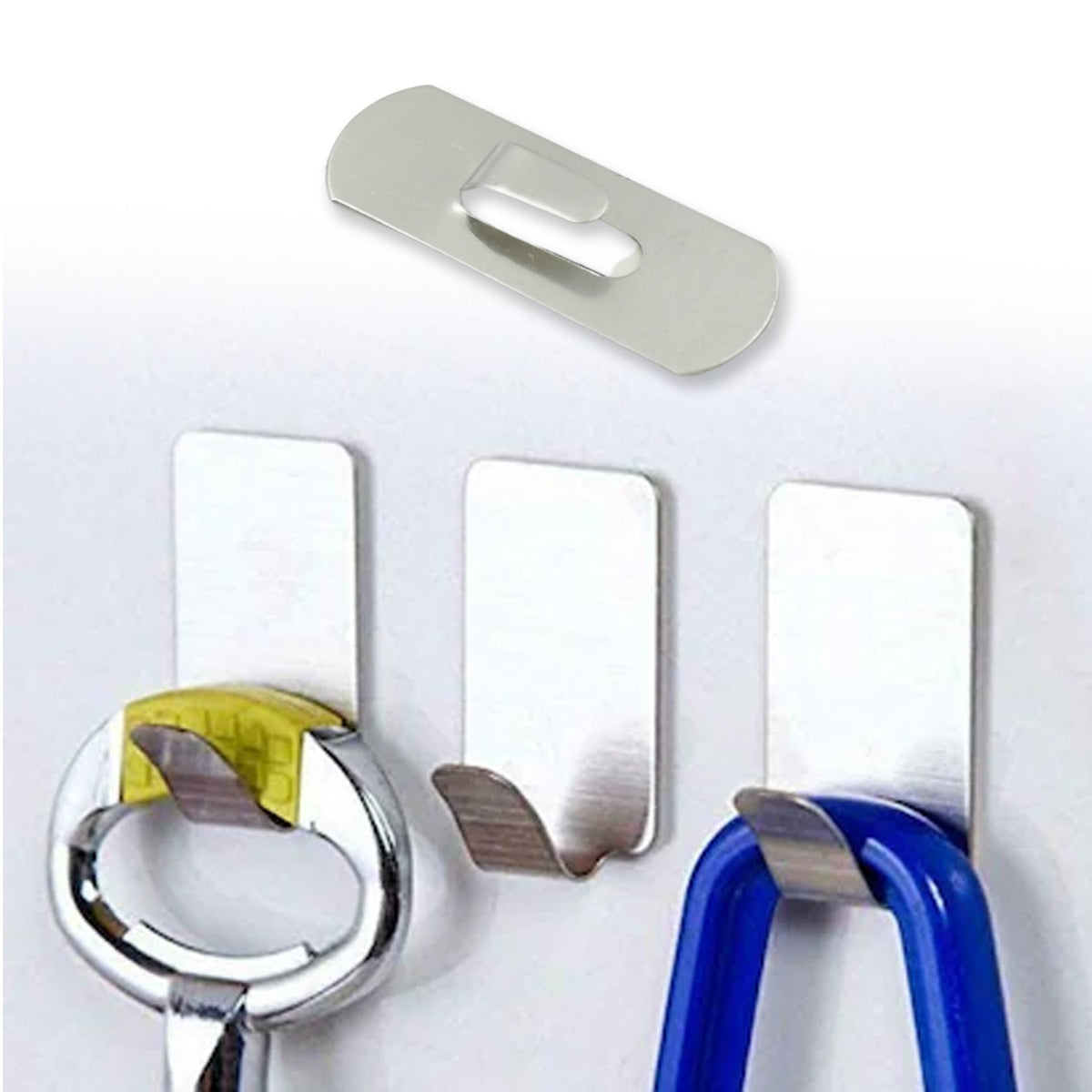 Stainless Steel Wall Hooks – 18 pc Self-Adhesive set