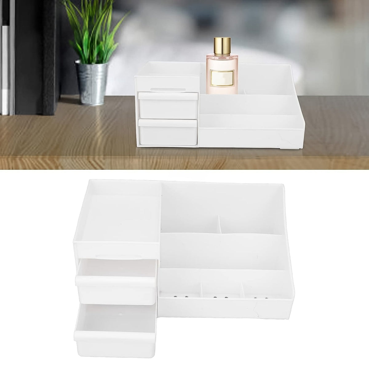 Desktop Cosmetic Storage Box – Large Capacity 9 Compartments – close-up