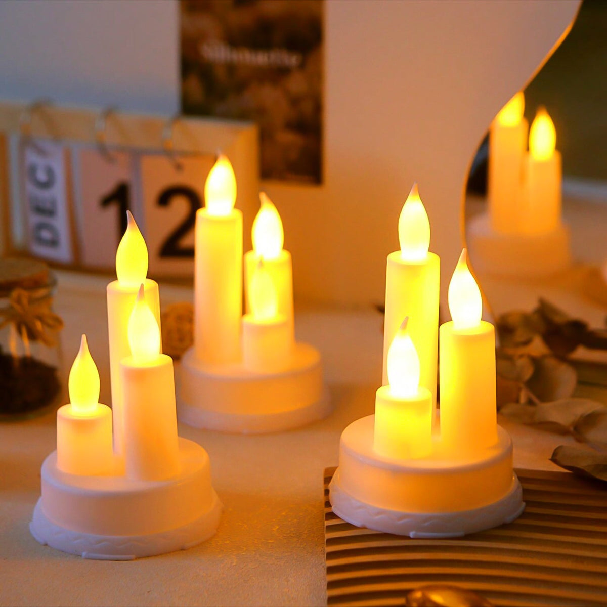 LED Taper Candles – Realistic Flickering Flame – detail view